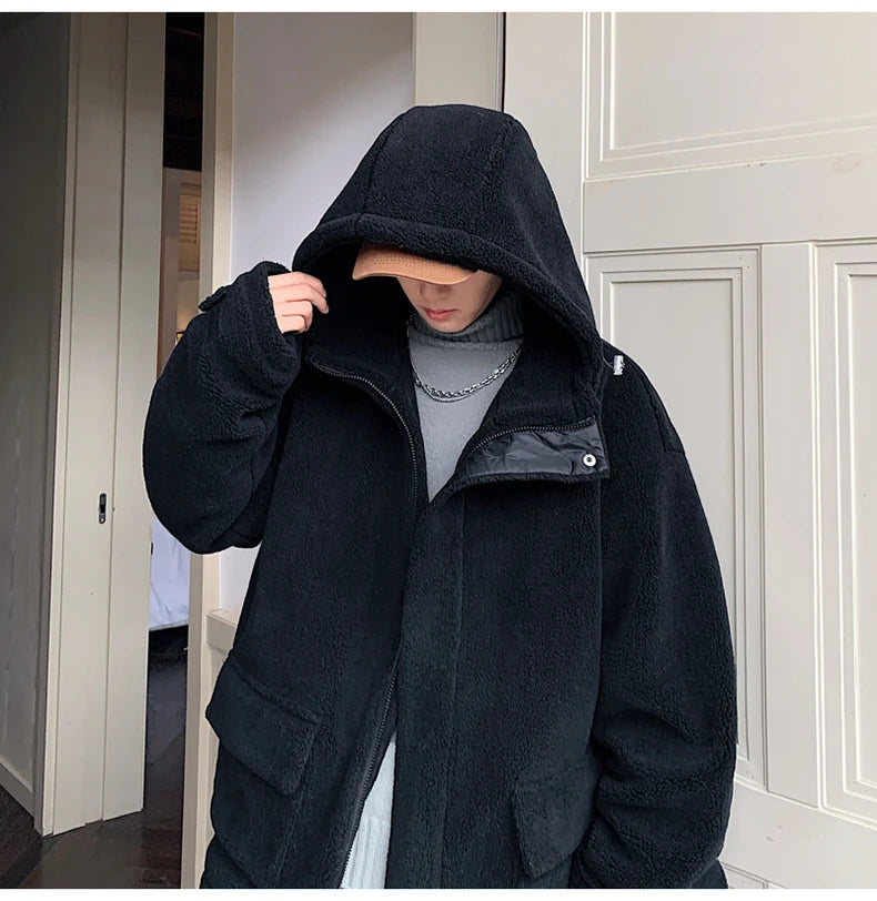 Winter Warm Coats for Men Top Grade Lamb Velvet Men's Jacket Casual Hooded Zipper Coats Fashion Warm Wool Jackets Thick Clothing