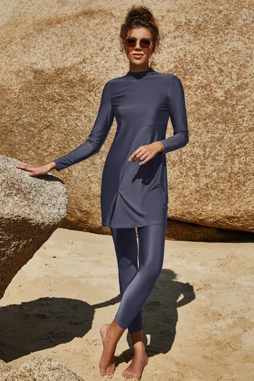 Burkini Muslim Swimwear 2023 Swimming Suit For Women Plain Modest Swimsuit Islamic Clothing Sets Fashion Abaya Long Dress Large