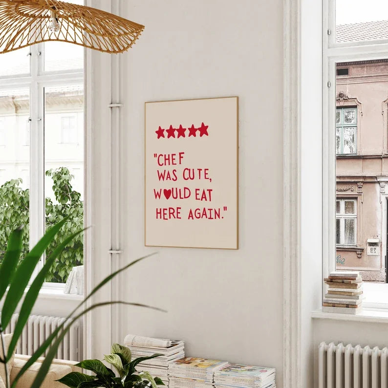Aesthetic Kitchen Alphabet Wall Art Red Love Phrase Cute Cooking Poster New Wave Simple Canvas Painting Home Kitchen Decoration