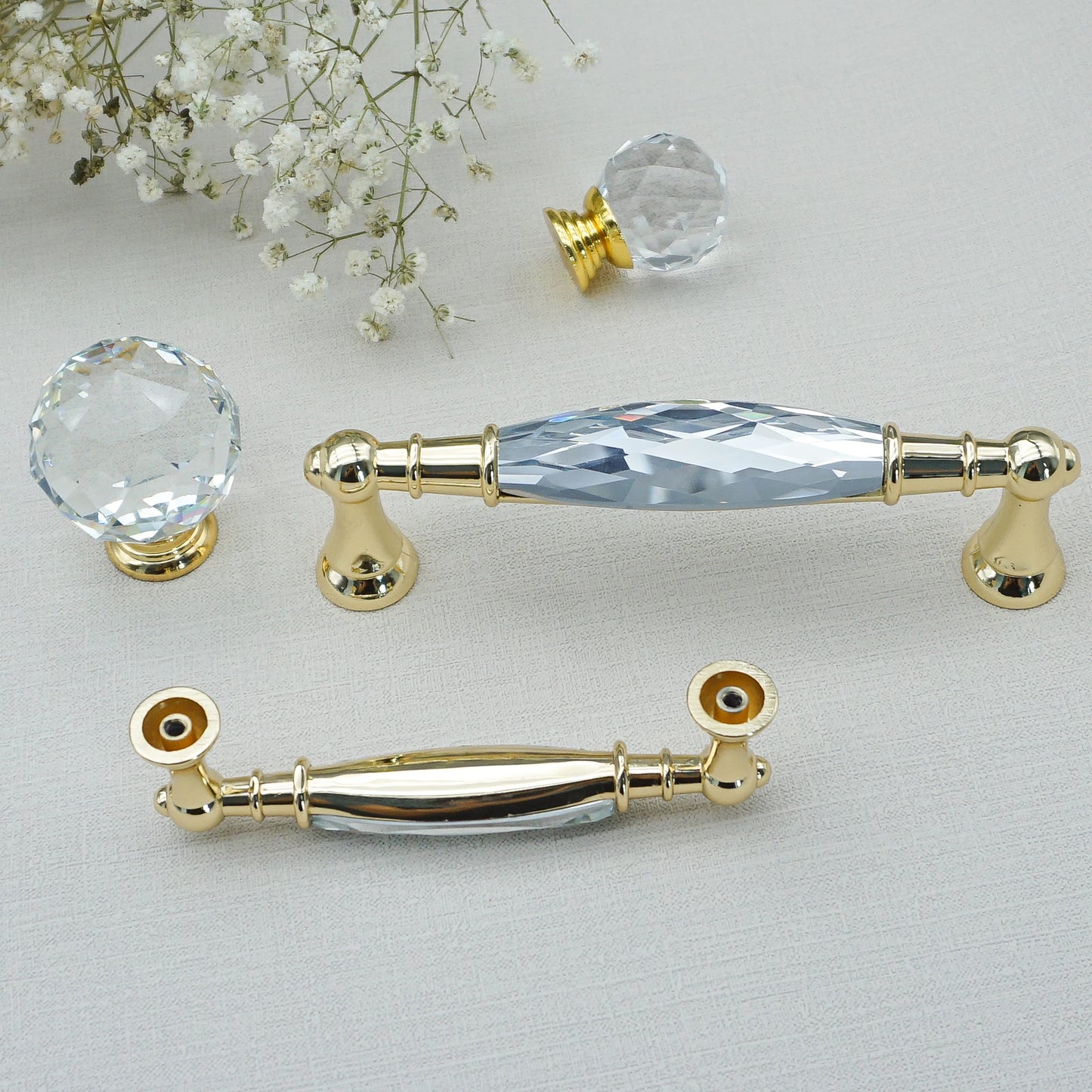 Gold Chrome Cabinet Handles Drawer Single Hole Knobs Luxury Wardrobe Dresser Pulls Modern Kitchen Accessories Furniture Hardware