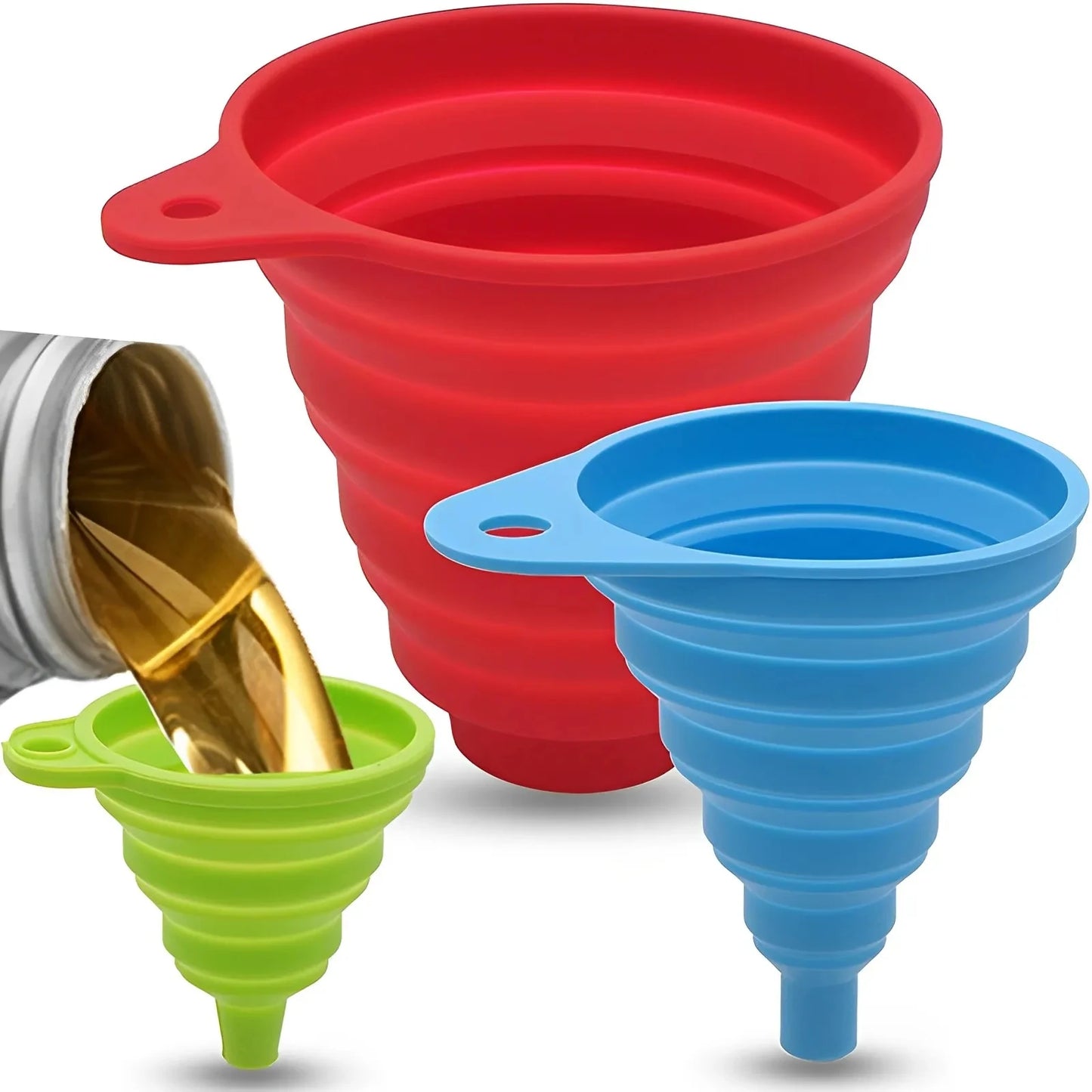 Kitchen Funnel Foldable Silicone Collapsible Funnels for Filling Water Bottle Liquid Transfer Food Grade Kitchen Accessories