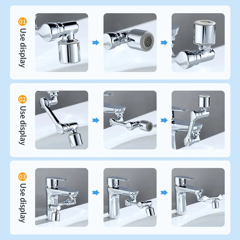 1080° Rotation Faucet Sprayer Head 22/24mm Adaptor Faucet Extender Aerator Splash Bubbler Nozzle Kitchen Tap Washbasin Robot Arm