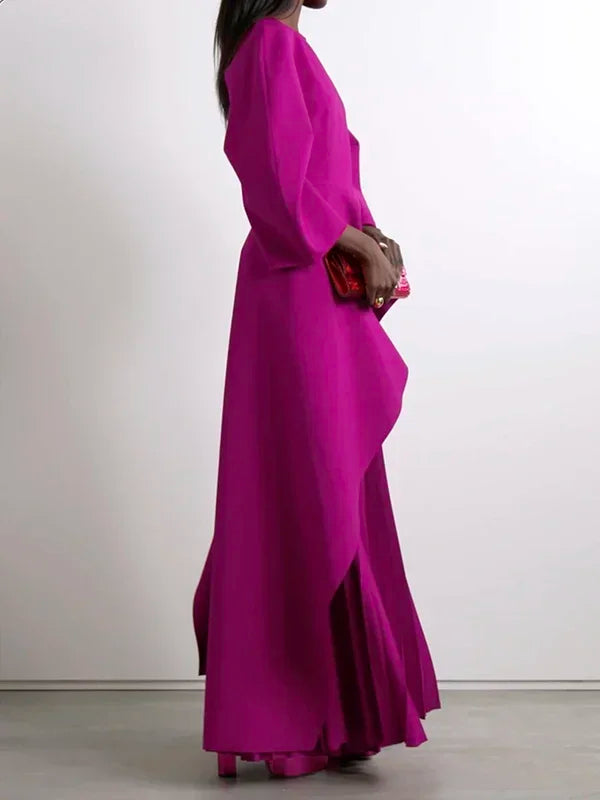 Lemongor Elegant Party Evening Dresses 2025 New Women Elegant Solid Color Split-Joint Tiered Pleated Formal Banquet Long Dress