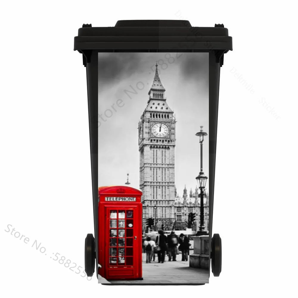Custom Size Self-adhesive PVC Trash Can Sticker Waterproof Wallpaper Garbage Bin Renovation Cover Decal Mural For Kitchen Decor