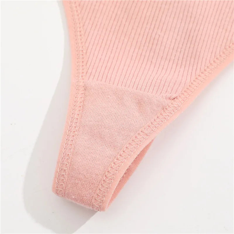 FINETOO 8Pcs Women's Cotton Underwear Lace Thongs Sexy Solid Color Low Waist Bikini Panties Ladies Breathable G-string Lingerie