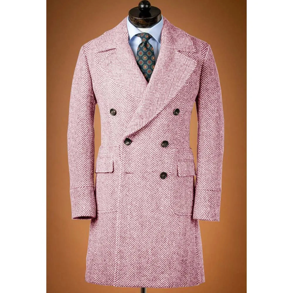 Jackets Man Men's Large Herringbone Woolen Coat Men's Autumn Clothes Comfortable and Commuting Wear Double-breasted Fashionable