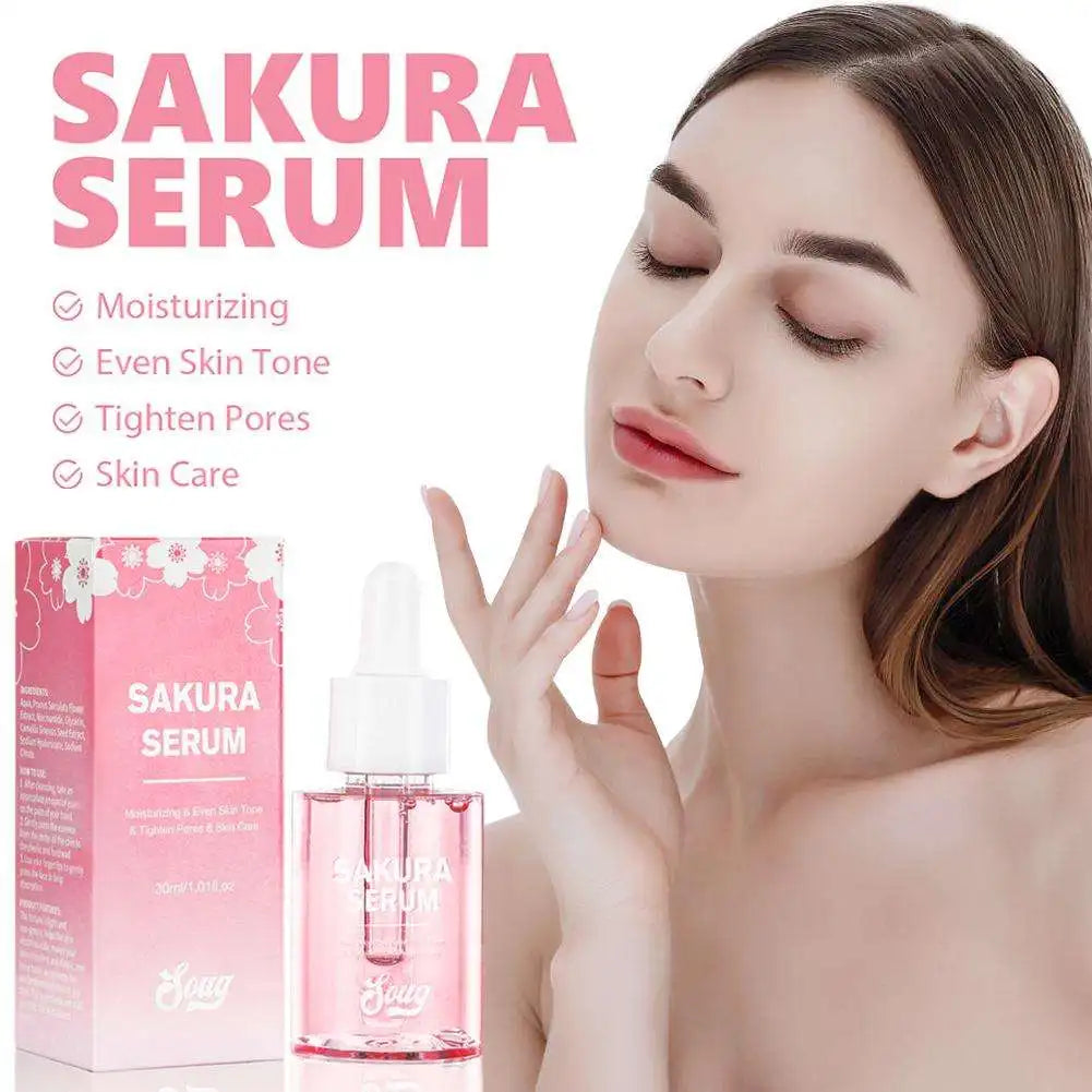 Niacinamide Sakura Serum Face Essence Deep Cleansing Moisturizing Dry Skin Shrink Pores Beauty Facial Skin Care Products 2/1pcs