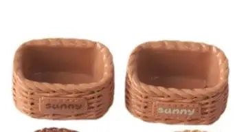 100pcs Simulation Bamboo Basket DIY Scrapbooking for Mini Kitchen Dinner Tableware Decor Accessories