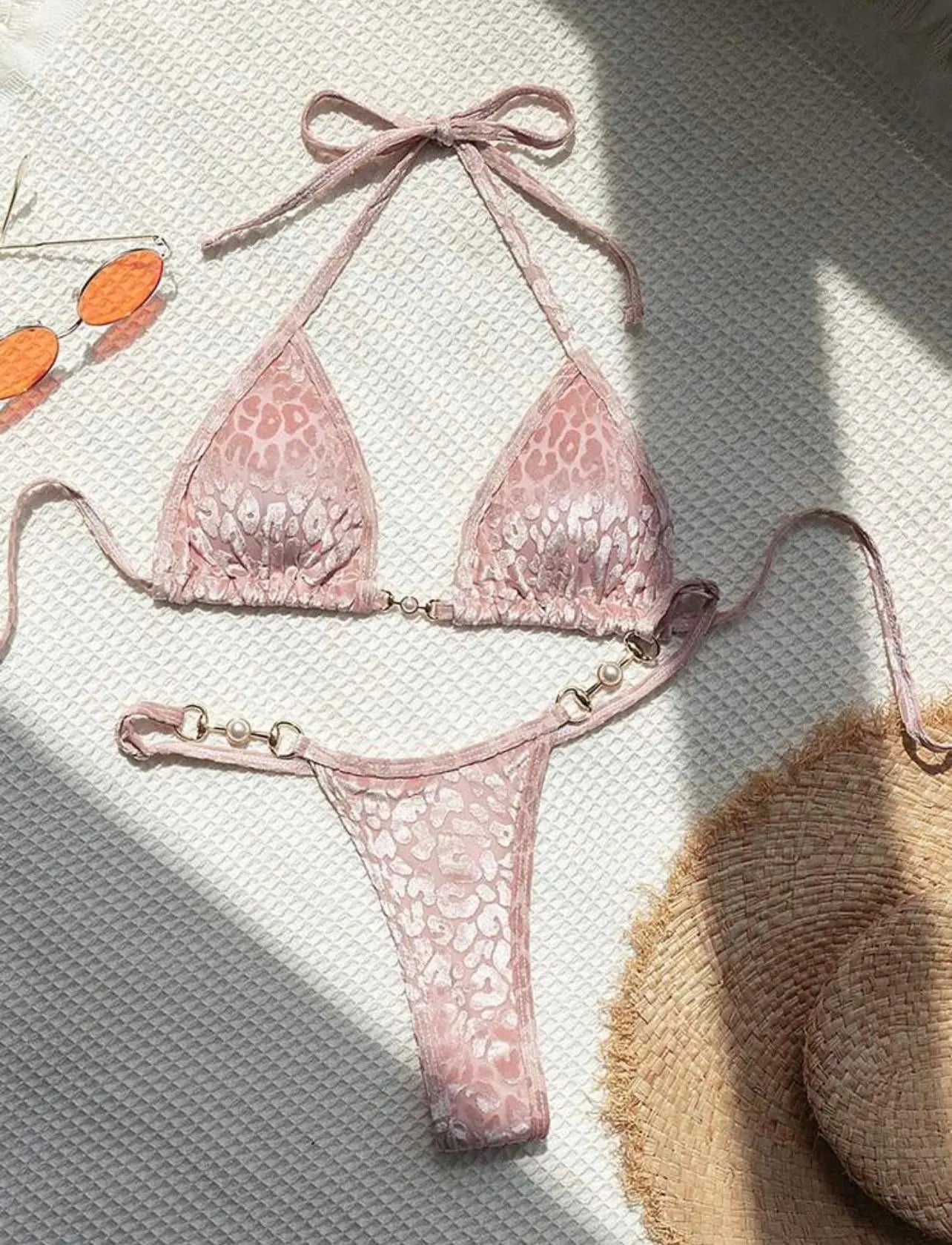 Leopard Bikinis Set Sexy Lace Up Bikini Sets Swimsuit Women Beachwear 2025 Summer Swimwear Thong Bathing Suit Beach Biquinis