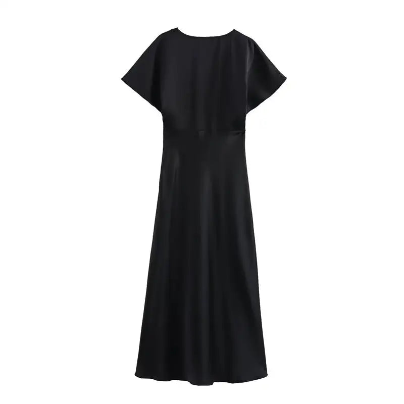 Women's 2025 New Dresses Summer Elegant Fashion Slim V-neck Street Holiday Long Dress Young Women Chic Comfortable Dress