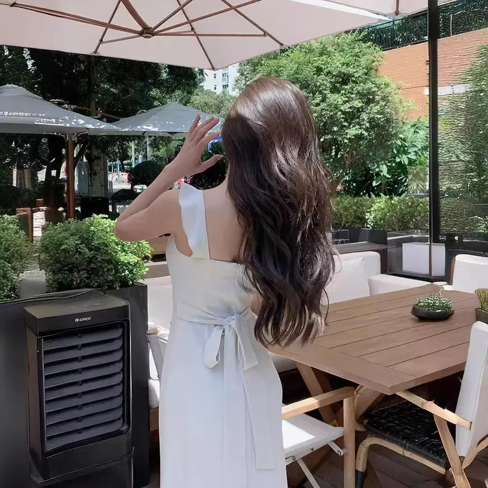 French Tea Break White Strapless Waist-Cinching Summer Hot Sale Of The Season New Small Size A- Line Long Dress Women's Fashion