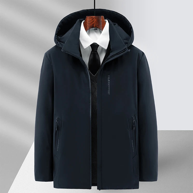 Men Fashion Hooded Windproof Warm Coat Plus Size Outwear Men Hooded Thick Fleece Warm Casual Thicken Cotton Jacket Winter Parka