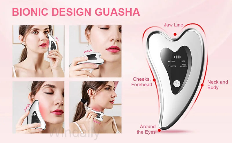 Electric Gua Sha Facial Massager Microcurrent Anti-Aging Face Lifter Skin Tightening Device Portable Face Sculpting Beauty Tool