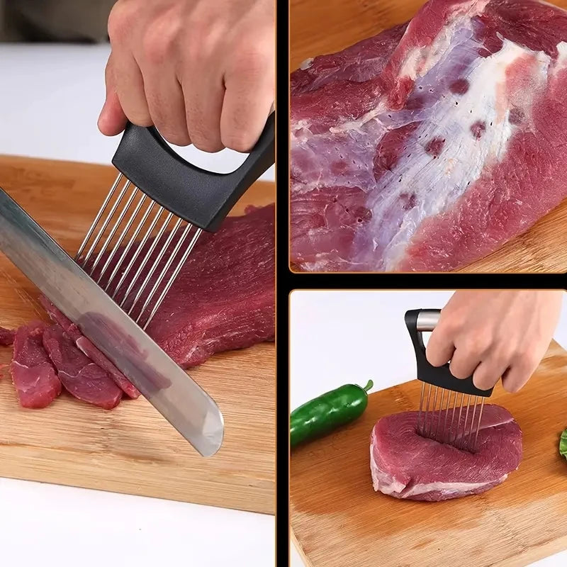 1 Stainless Steel Onion Fork, Kitchen Fruit and Vegetable Slicing Tool, Onion Fork, Meat Floss Needle