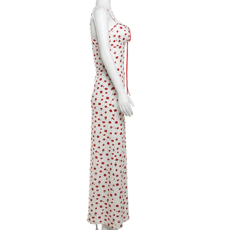 Tuularose Lace Printed Long Dress Women's Summer Sleeveless Spaghetti Strap Patchwork Long Fashion Sexy Slim 2025 Party Dresses