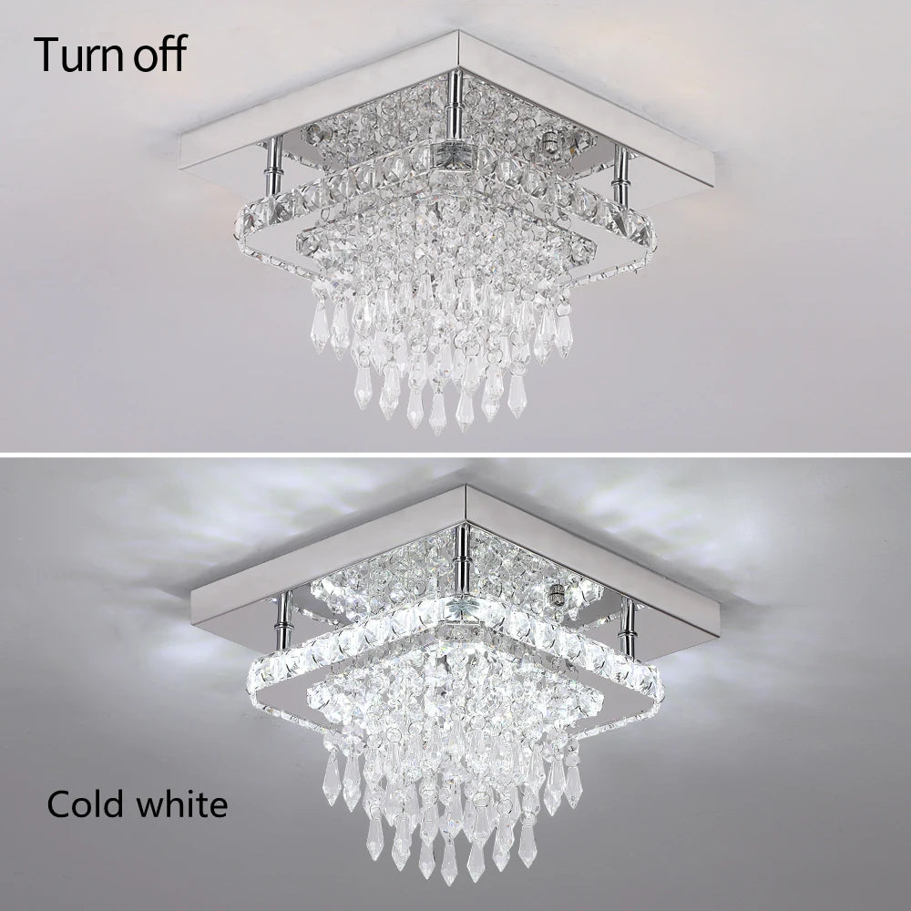 Modern K9 Crystal Chandelier Led For Dining Room Stainless Steel Ceiling Lamp Light Fixture Kitchen Lustres Luminaire Pendant