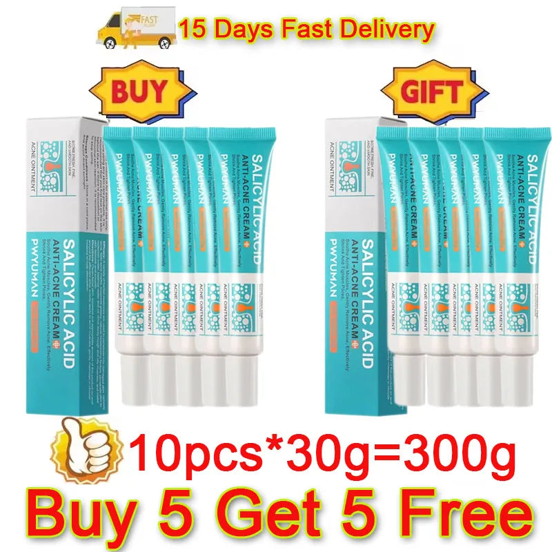 Acne Removal Cream Salicylic Acid Anti-Acne Fade Redness Pimple Scar Gel Shrink Pore Whitening Moisturizing Facial Skin Care 30G