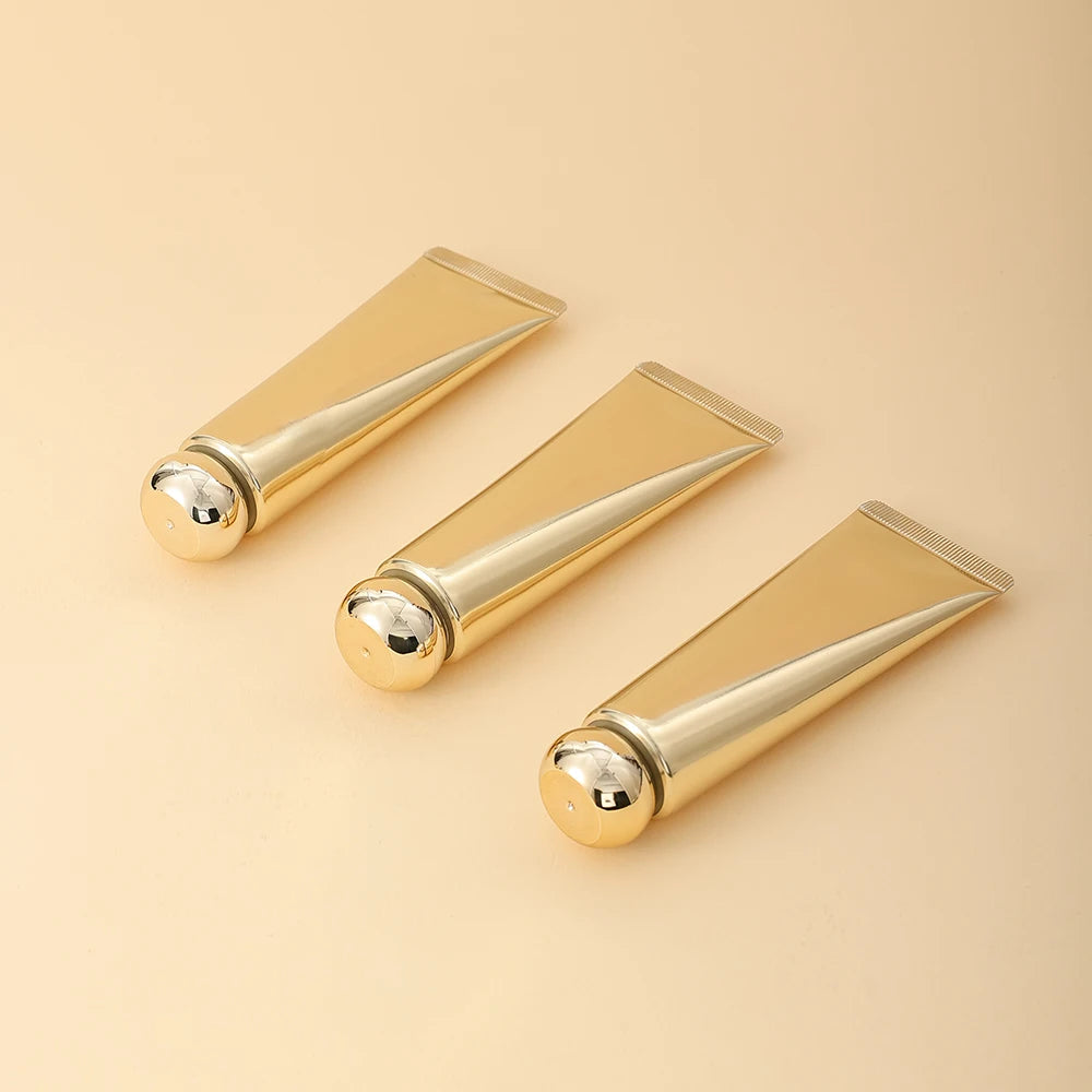 3pcs Gold 50ml Empty Refillable Plastic Soft Tubes Squeezable Bottle Packing Cosmetic For Facial Cleaner Lotion Hand Cream