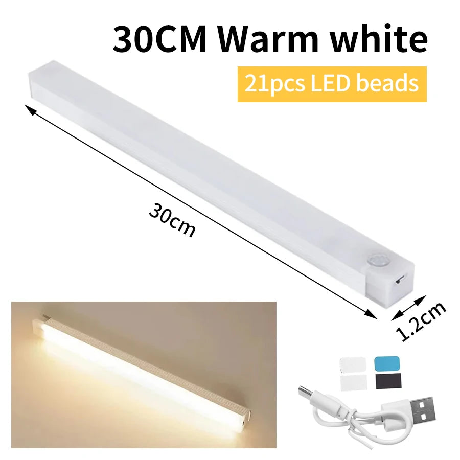 Motion Sensor Cabinet Light USB Rechargeable Lamp Night Light Closet Wardrobe Led Lights Wall Lamps Stair Bedroom Kitchen Lights