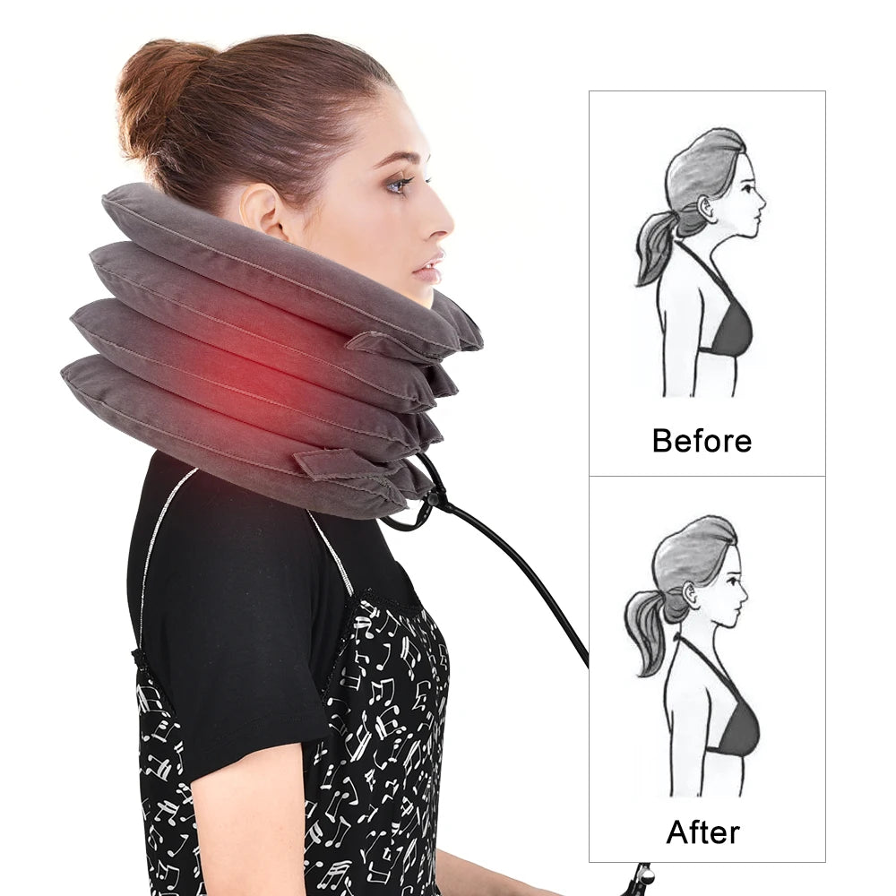 Dropshipping Inflatable Cervical Retractor Neck Massager Air Cervical Traction Neck Stretching Brace Soft Neck Cervical