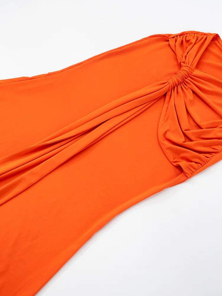 Mozision Irregular Ruched Sexy Maxi Dress For Women Gown Hollow Out One Shoulder Sleevelessdraped Bodycon Club Party Long Dress