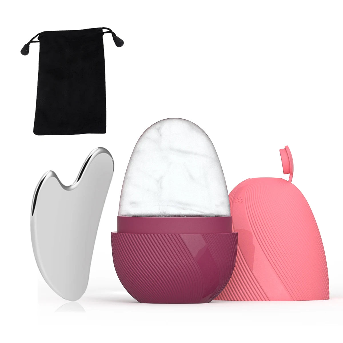 Ice Face Roller & Stainless Steel Gua Sha Tool Set, Facial Massager Ice Roller Skin Care Tool Beauty Set Lifting Contouring Tool