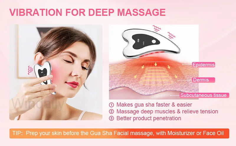 Electric Gua Sha Facial Massager Microcurrent Anti-Aging Face Lifter Skin Tightening Device Portable Face Sculpting Beauty Tool