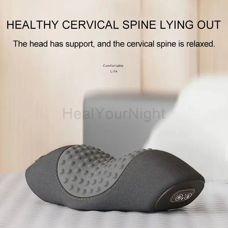 Electric Neck Massage Pillow Heating Vibration Neck Massager Back Cervical Traction Relax Sleeping Memory Foam Spine Support