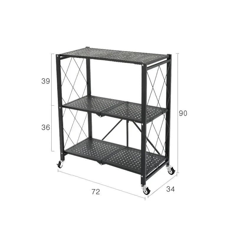 Foldable Metal Storage Rack Multifunctional Living Room Shelf Multilayer Installation Free Kitchen Organizer Trolley Bookshelf