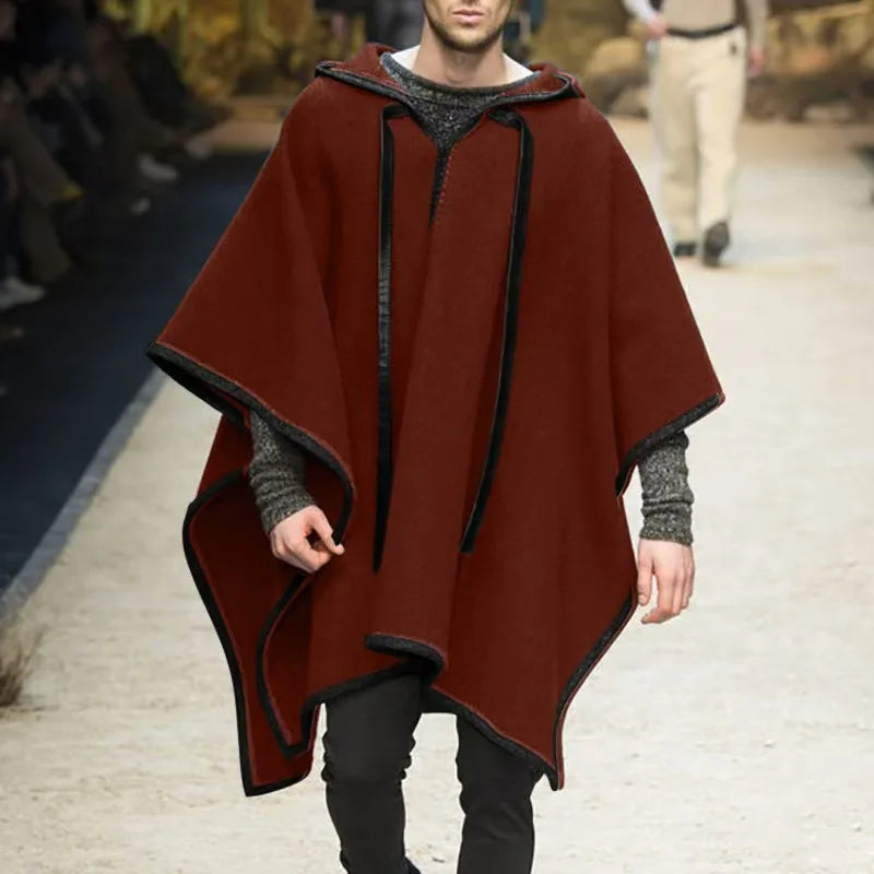 Vintage Poncho Men Oversized Hooded Irregular Trench Punk Male Outerwear Fashion Coats Cloak Hood Letter Print Cape Female