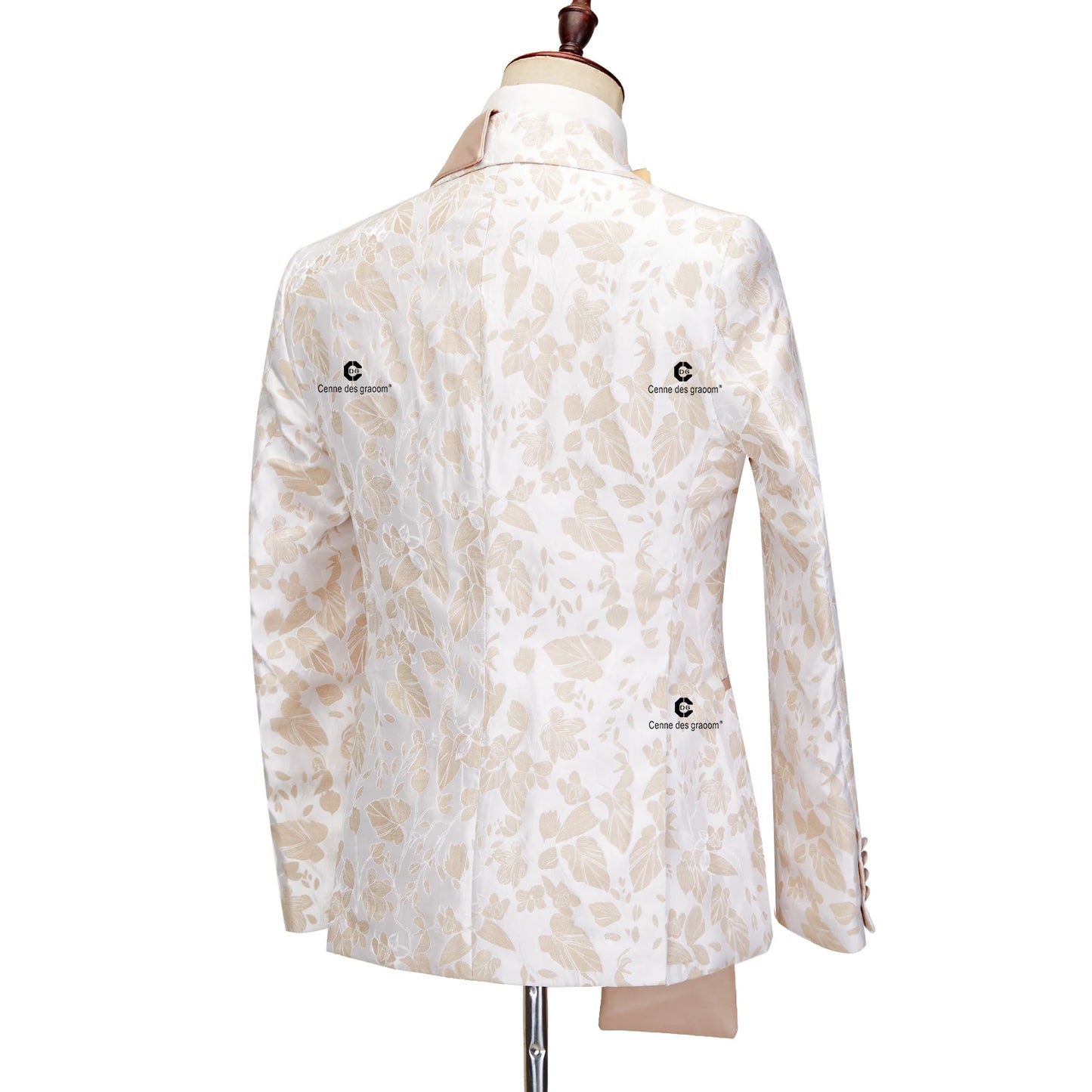 Cenne Des Graoom 2024 New Double-breasted Tuxedo Suits for Men Floral Paisley Jacquard Blazers Pants Wedding Party Wear Prom 