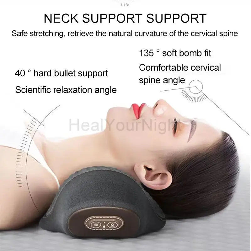 Electric Neck Massage Pillow Heating Vibration Neck Massager Back Cervical Traction Relax Sleeping Memory Foam Spine Support
