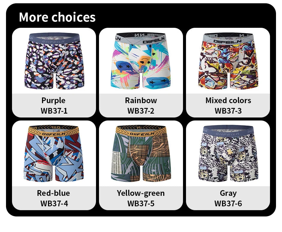 6 Pcs Parent-child Fashion Printed Underwear Men's Multi-size Long Boyshort Teenagers Comfortable And Versatile Elastic Waist S
