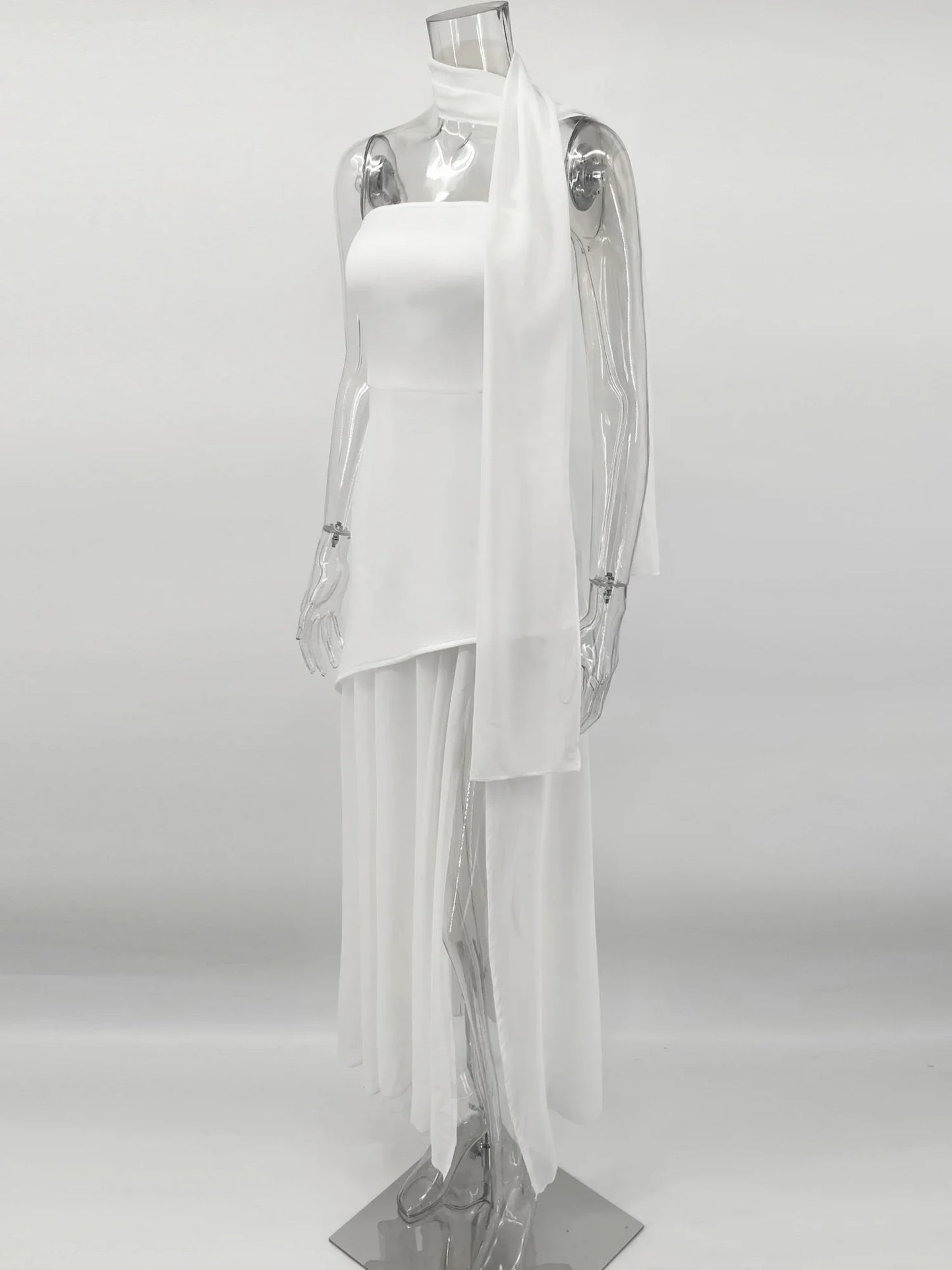 Tuularose Fashion Ribbon Long Dress Women's 2025 Summer White Backless Sleeveless Vacation Dress Elegant Slit Slim Long Dresses