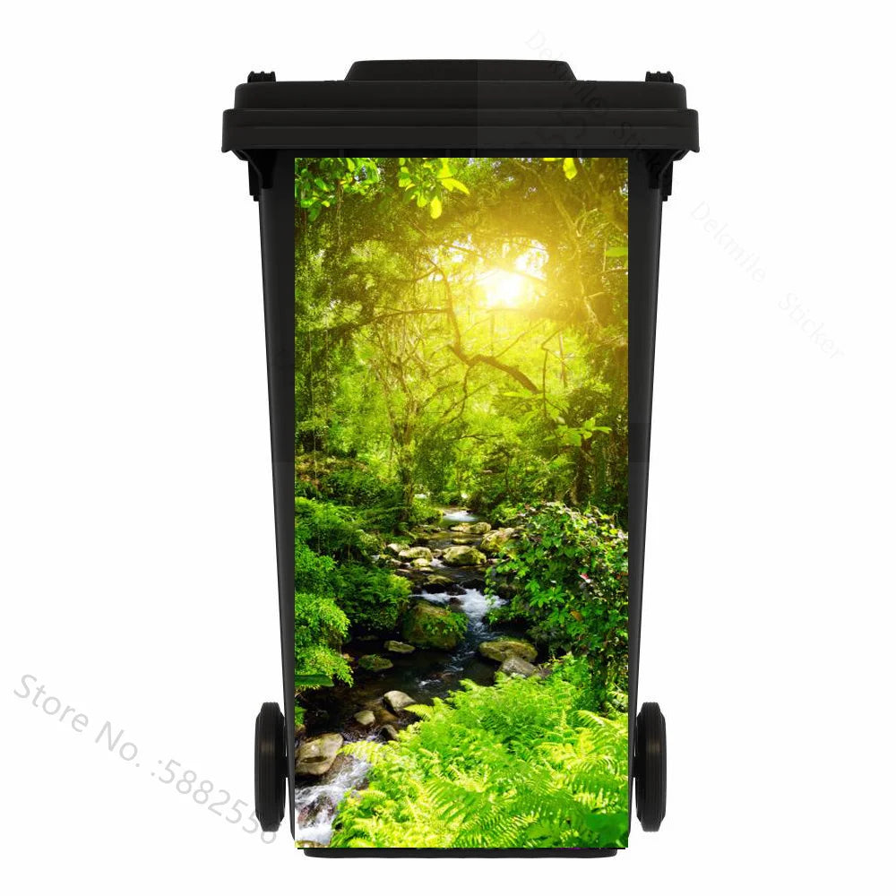 Custom Size Self-adhesive PVC Trash Can Sticker Waterproof Wallpaper Garbage Bin Renovation Cover Decal Mural For Kitchen Decor
