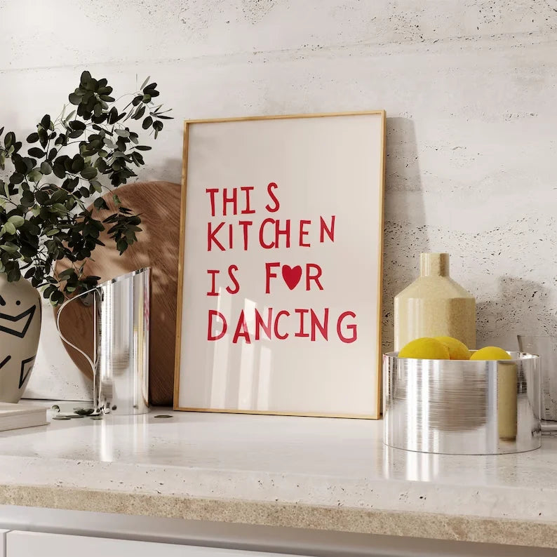 Aesthetic Kitchen Alphabet Wall Art Red Love Phrase Cute Cooking Poster New Wave Simple Canvas Painting Home Kitchen Decoration