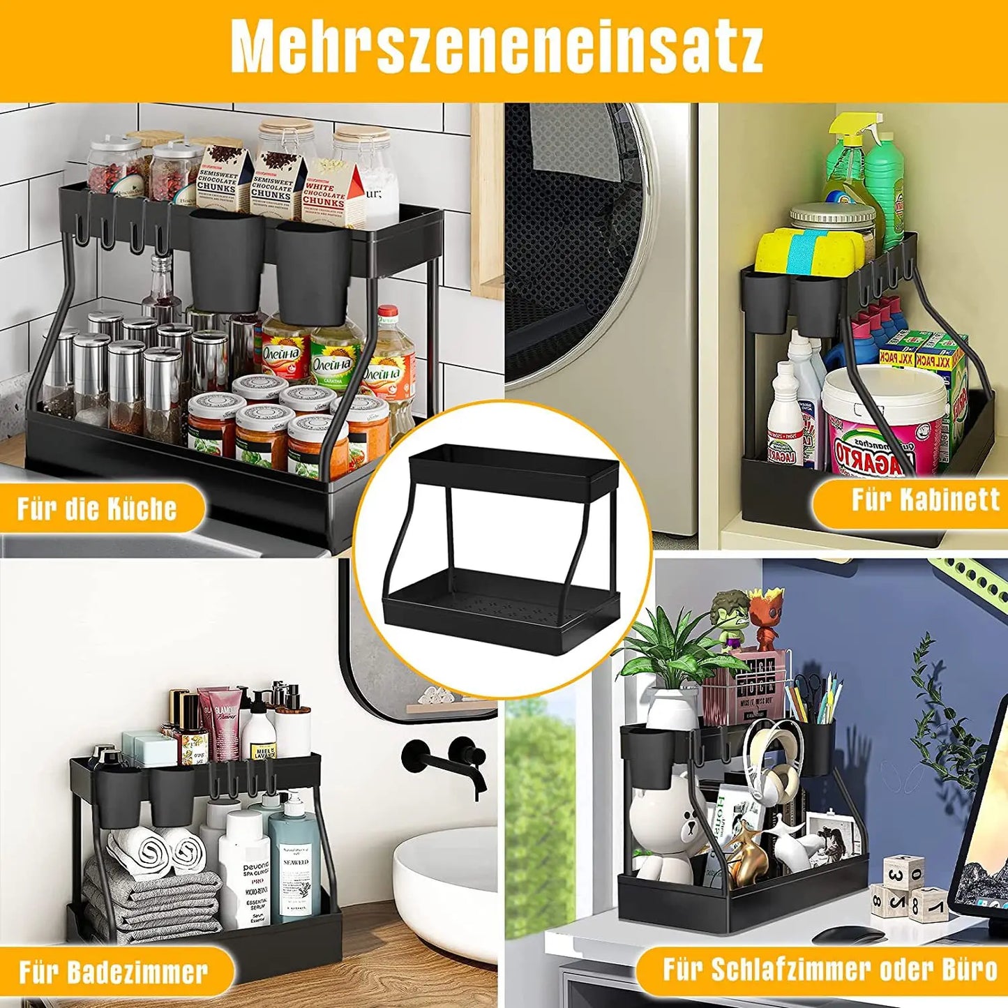 Under Sink Organizer 2 Tier Slide Out Sink Rack Multi-purpose Storage Shelves Cabinet Under Sink Storage Kitchen Organizer
