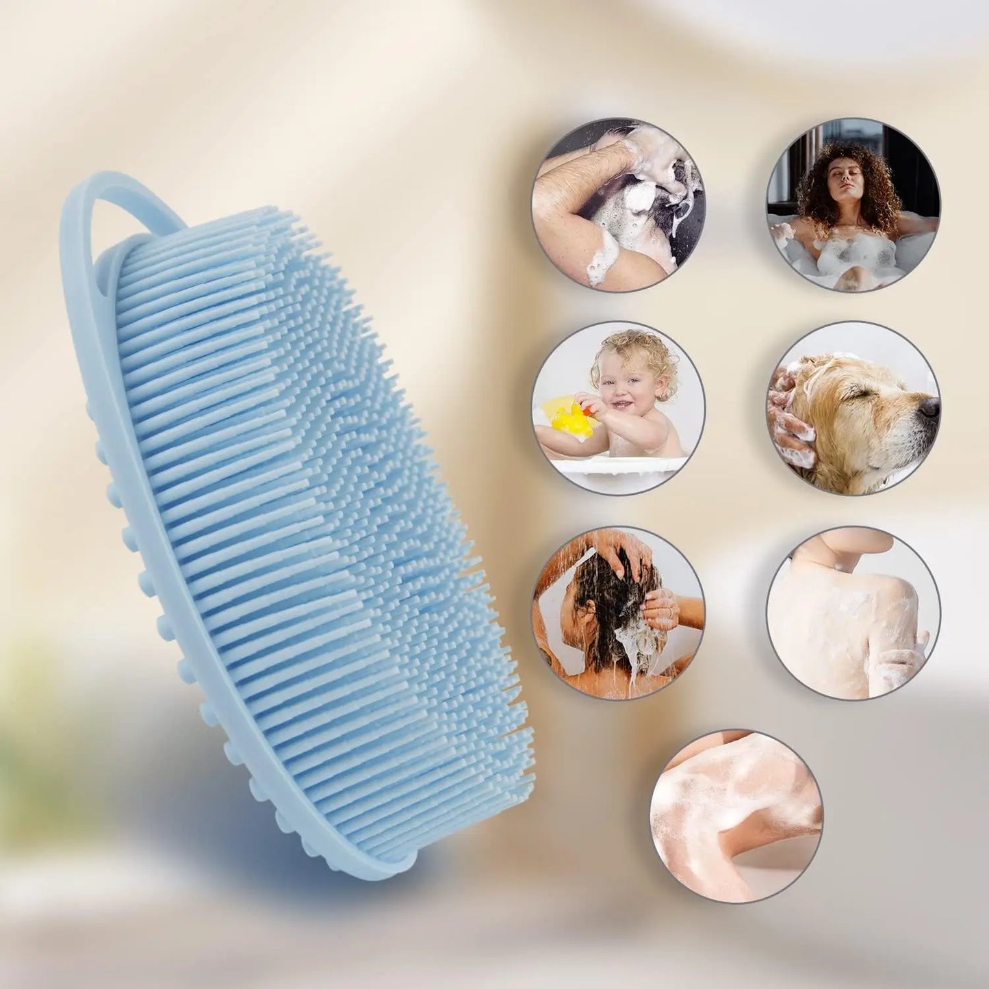 2 in 1 Soft Silicone Body Brush Wash Bath Shower Exfoliating Skin Fit For Baby Bath Shampoo Facial Massage Brush
