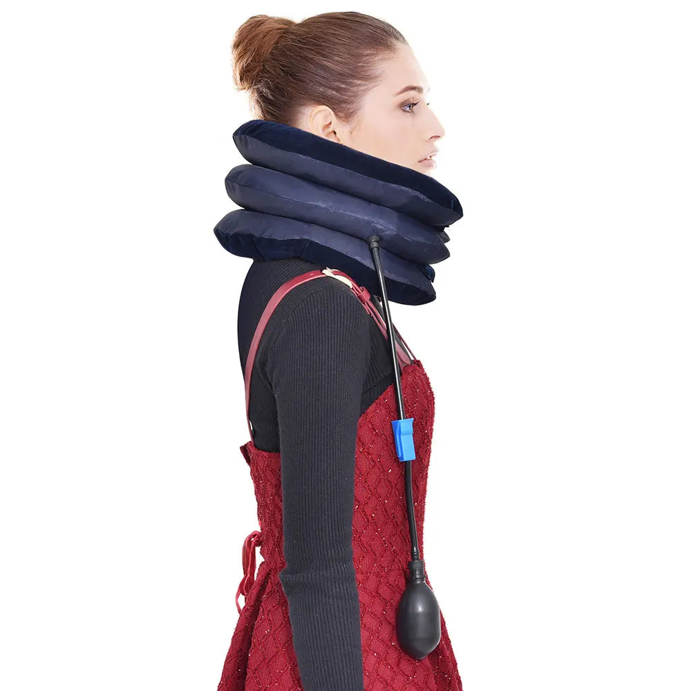 Neck Massager 3 Layer Inflatable Air Cervical Neck Traction Support PainStress Relief Neck Collar Pillow Neck Stretching Brace