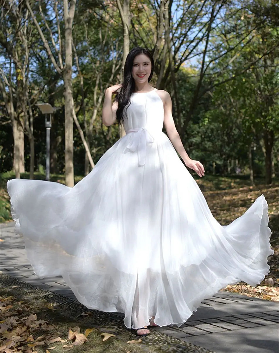 Travel Photo Desert Long Dress Women New Summer Chic Large Swing Chiffon Dress Slim Plus Size 4XL Seaside Holiday Beach Dresses