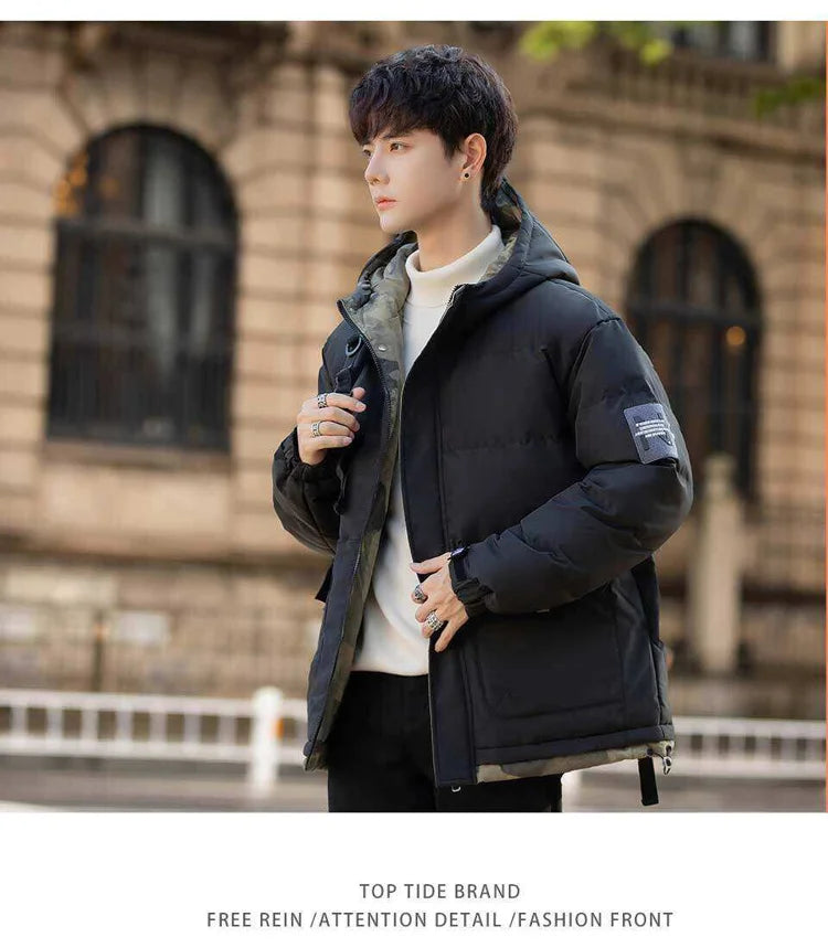 New Winter Men's Jackets Tide Korean Parkas Trend of Padded Thickened Bread Clothing Warm Couples Wear Cotton Coat