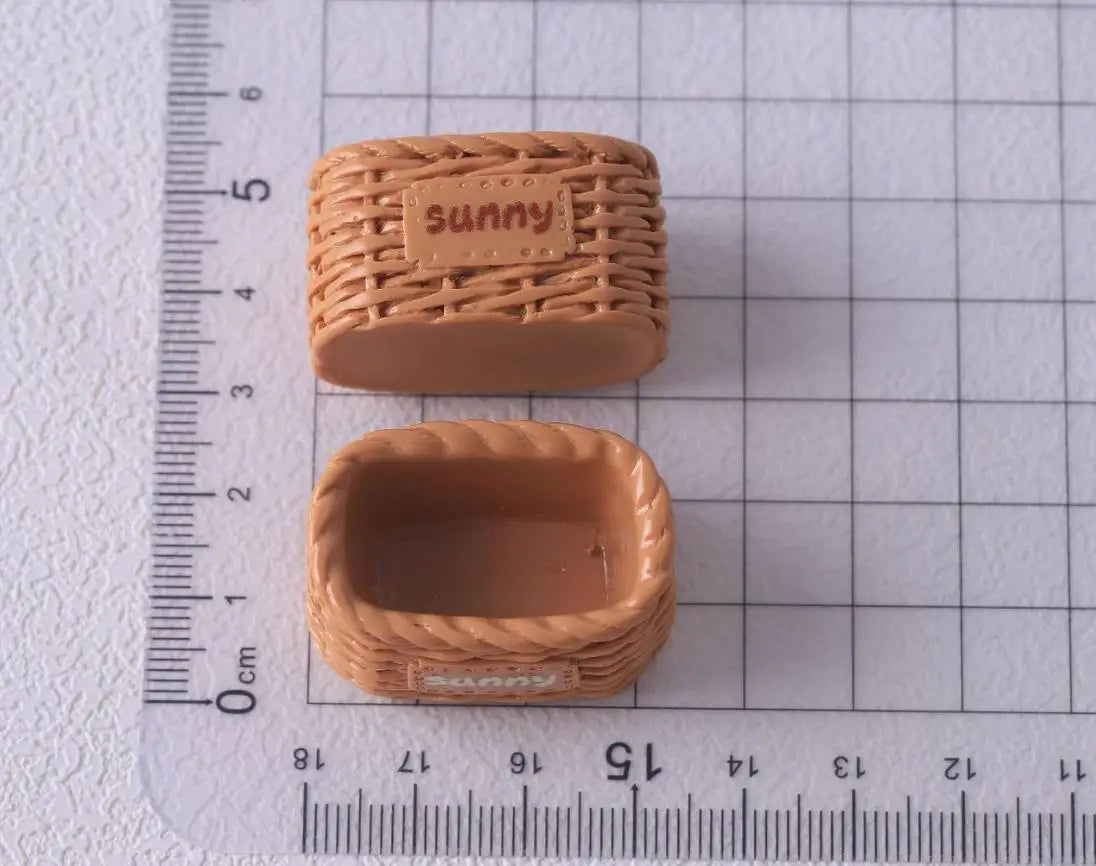 100pcs Simulation Bamboo Basket DIY Scrapbooking for Mini Kitchen Dinner Tableware Decor Accessories