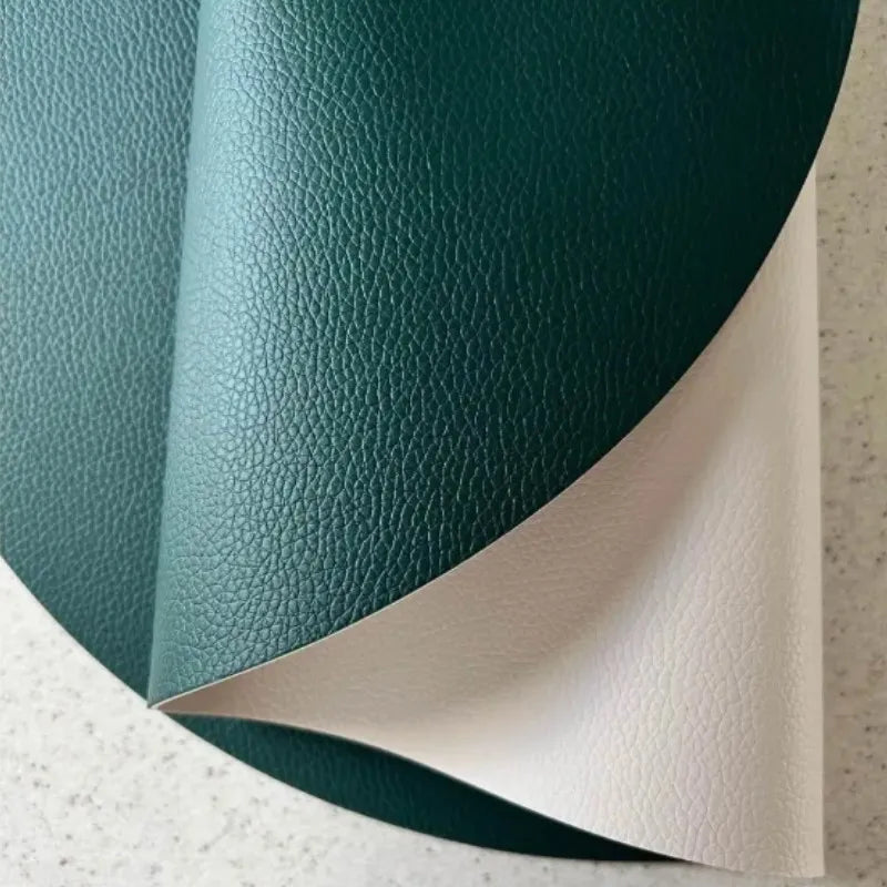 1/4/6PCS Oval Placemat Sets Double-Sided Faux Leather Design Dining Table Mats Waterproof Non-Slip Kitchen Table Placemat Grey
