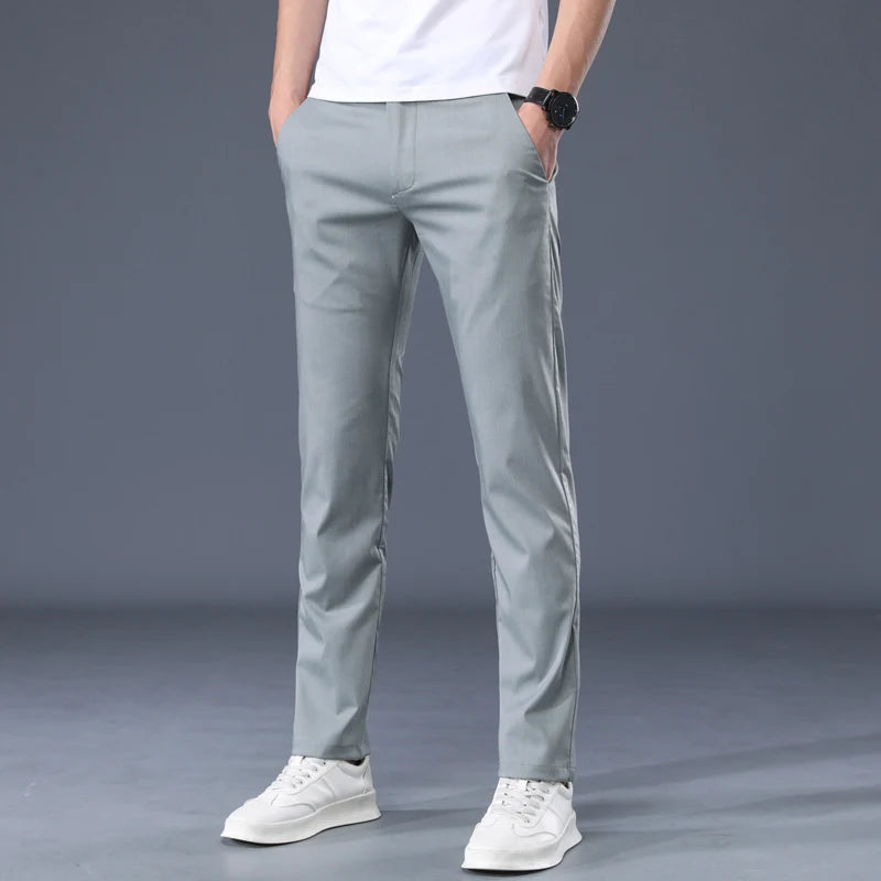 Summer Modal Fabric Men's Thin Casual Pants Classic Business Fashion Regular Fit Stretch Soft Trousers Male Brand Clothes