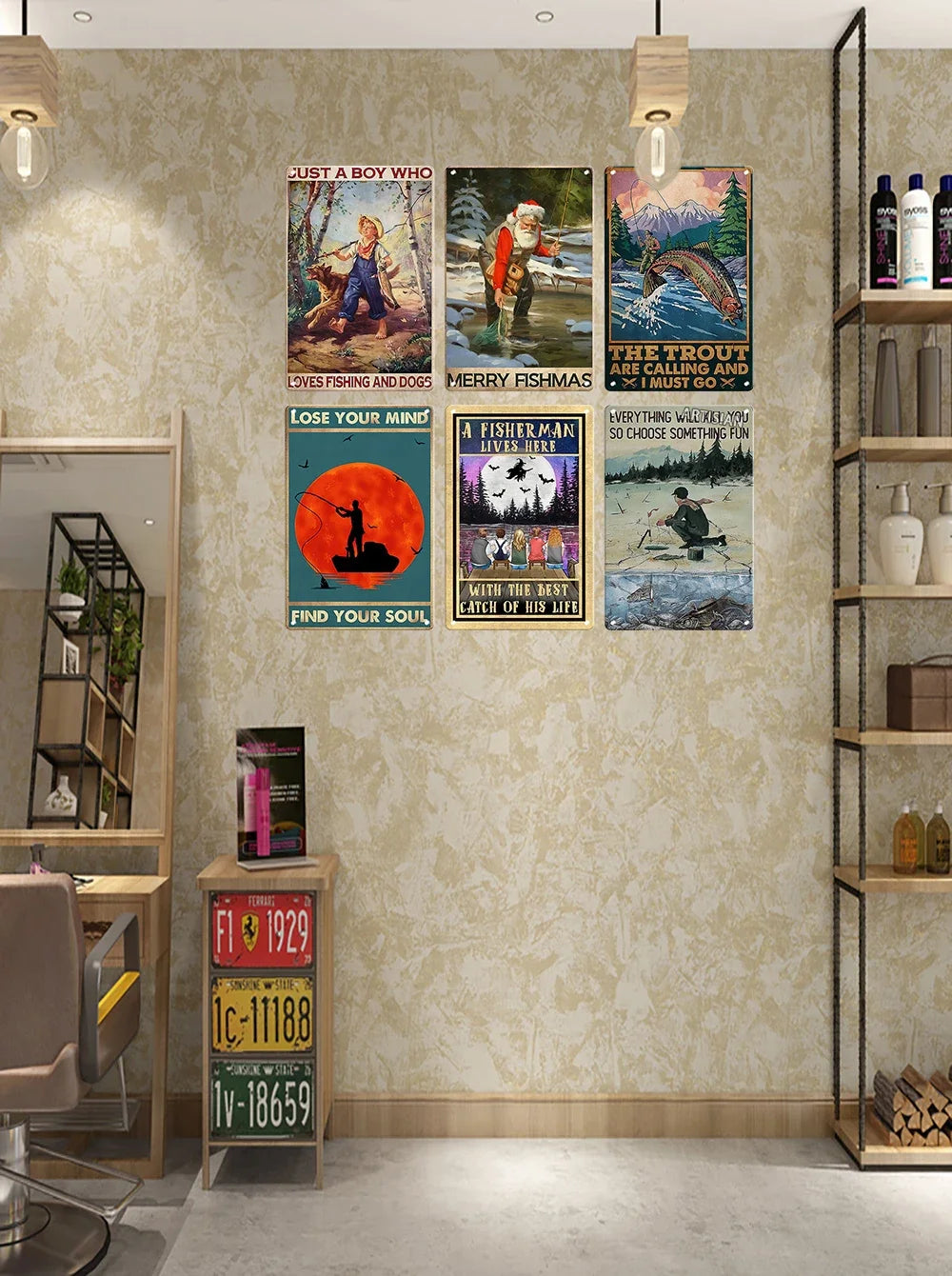 Artisian Fishing Metal Poster Sport Tin Sign Lure Bait Decorative Plaque Wall Decor Garage Bar Pub Club Hotel Cafe Kitchen Home