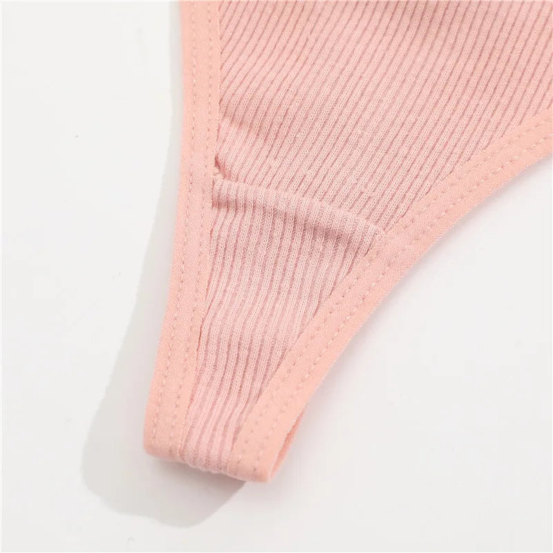 FINETOO 8Pcs Women's Cotton Underwear Lace Thongs Sexy Solid Color Low Waist Bikini Panties Ladies Breathable G-string Lingerie