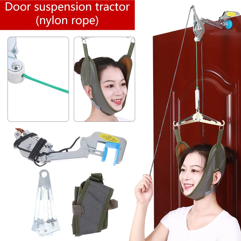Cervical Traction Over Door Neck Massager Device Kit Stretcher Adjustment Chiropractic Back Head Massager Relaxation