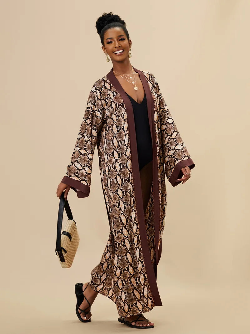 Para Praia Kimono Beach Robe Swimsuit Cover Ups Beachwear Long Flared Sleeve Dress Sarong Women Loose Cardigan Bikini Covers