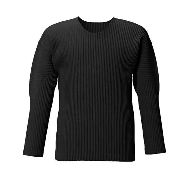 Pleats Original Pleated T-shirt 2024 Spring And Summer New Long-sleeved Round Neck Men's Tops Round Neck T-shirt Casual Clothing