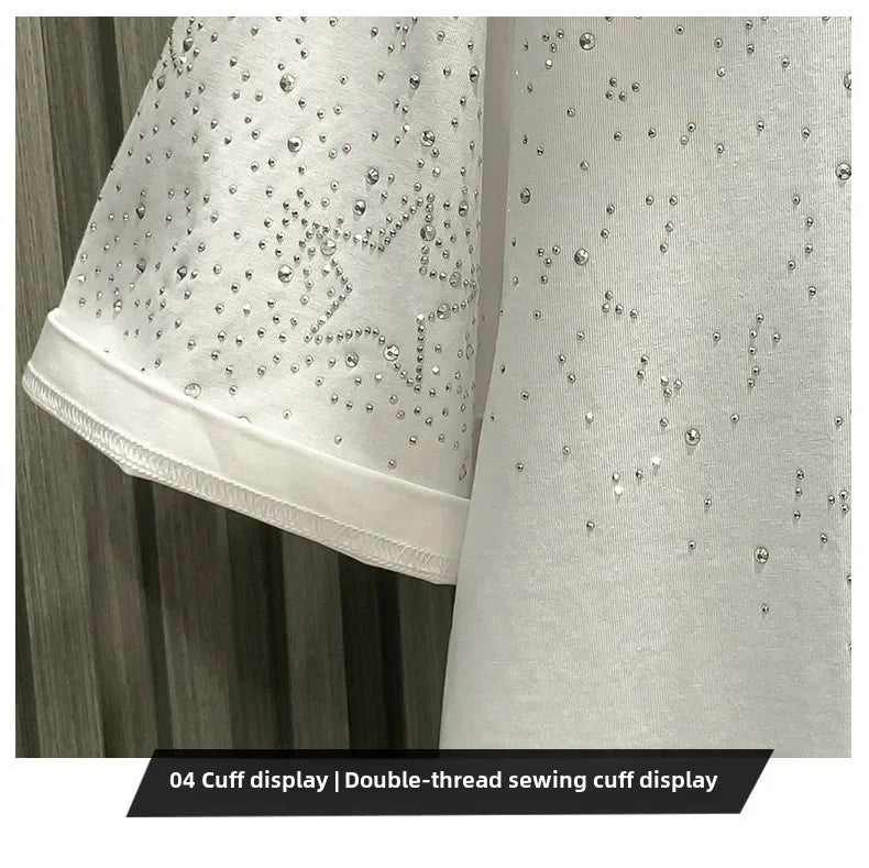 Fashionabletrendy European Style Luxury Men's Short Sleeve T-shirt Star Embroidery Network Red Hot Sell Niche Half Sleeve Tee